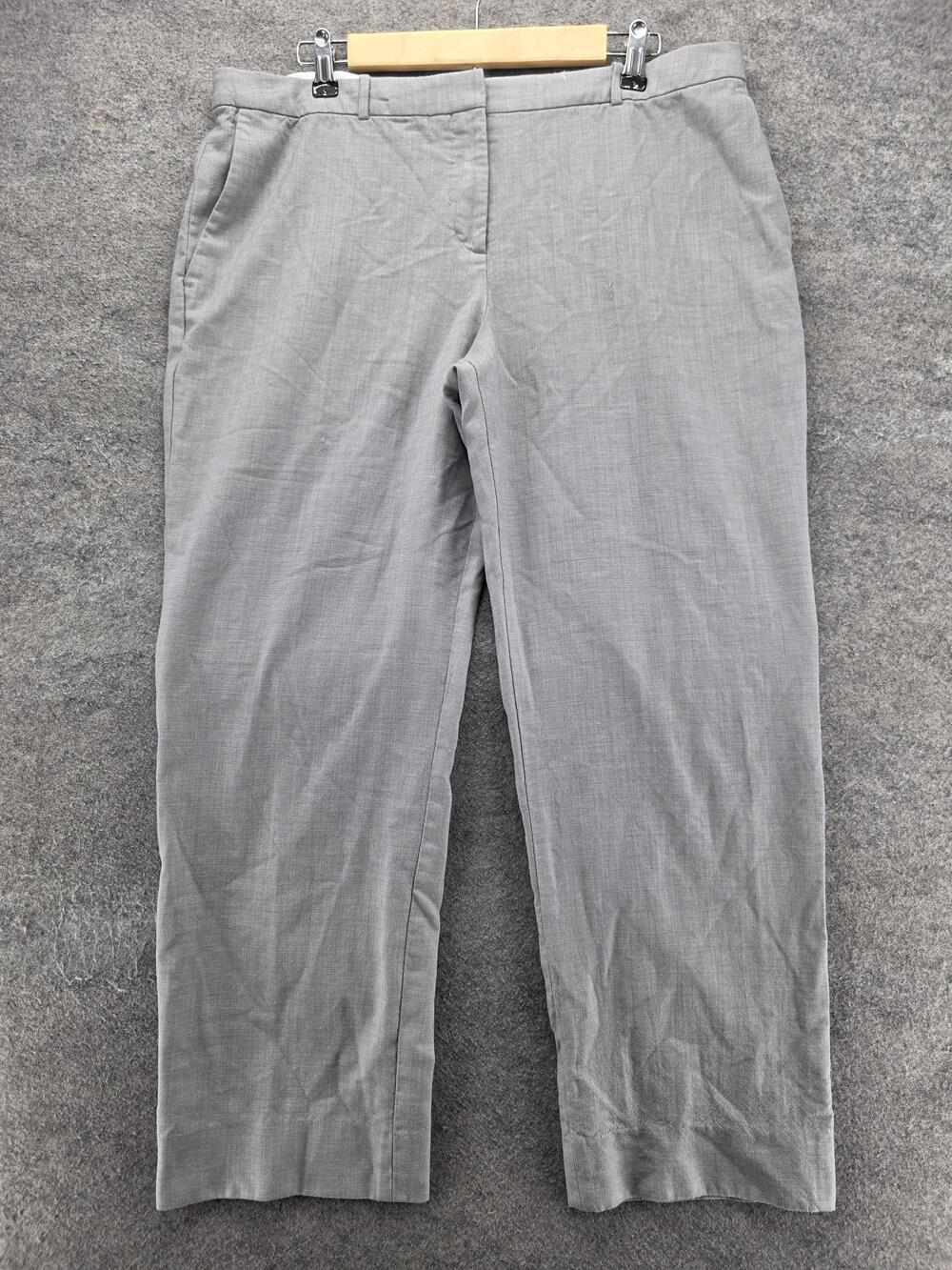 HUGO BOSS Pants Womens 12 Gray Dress Pants Twill Straight Flat Front Zip Pockets